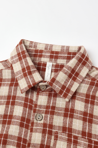 Collared Long Sleeve Shirt | Red Plaid