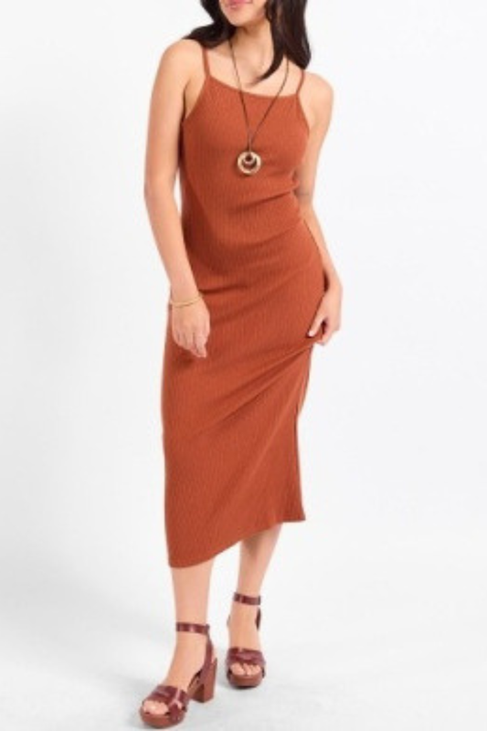 Soft Cedar Rib Midi Dress