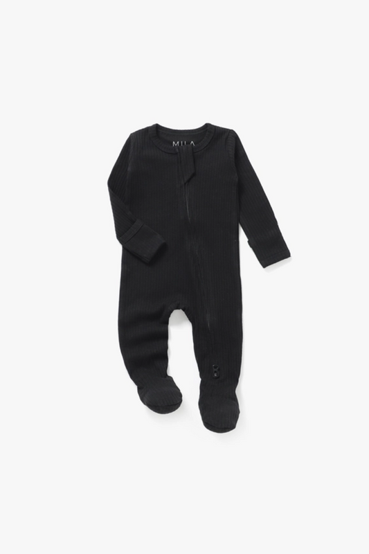 Ribbed Footie Sleeper | Black