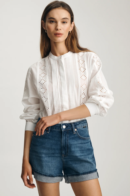 Heidi Long Cuffed Denim Shorts