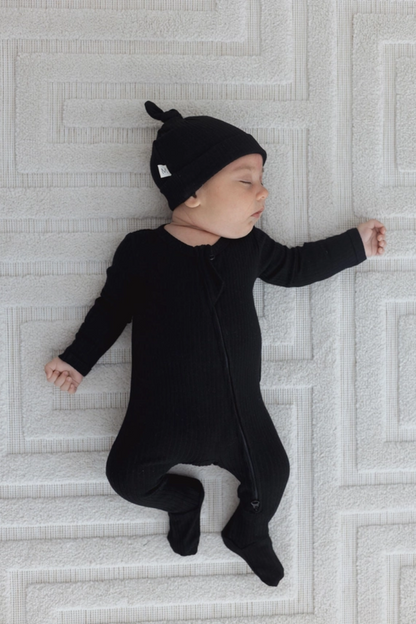 Ribbed Footie Sleeper | Black