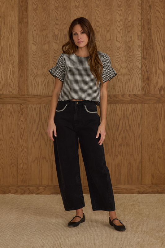 Francie Blouse | Black Gingham