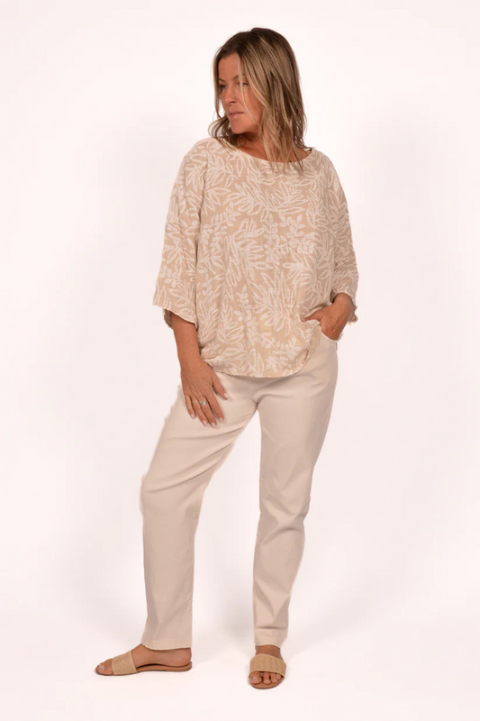 Palm Print Top | Beige