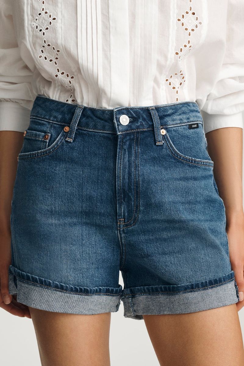 Heidi Long Cuffed Denim Shorts