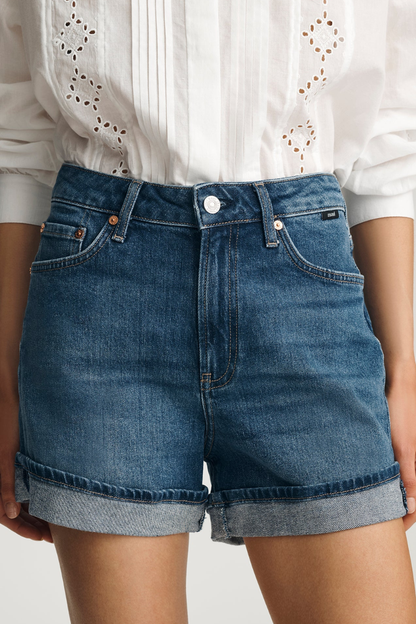 Heidi Long Cuffed Denim Shorts