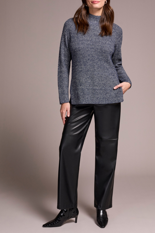 Mock Neck Heathered Sweater