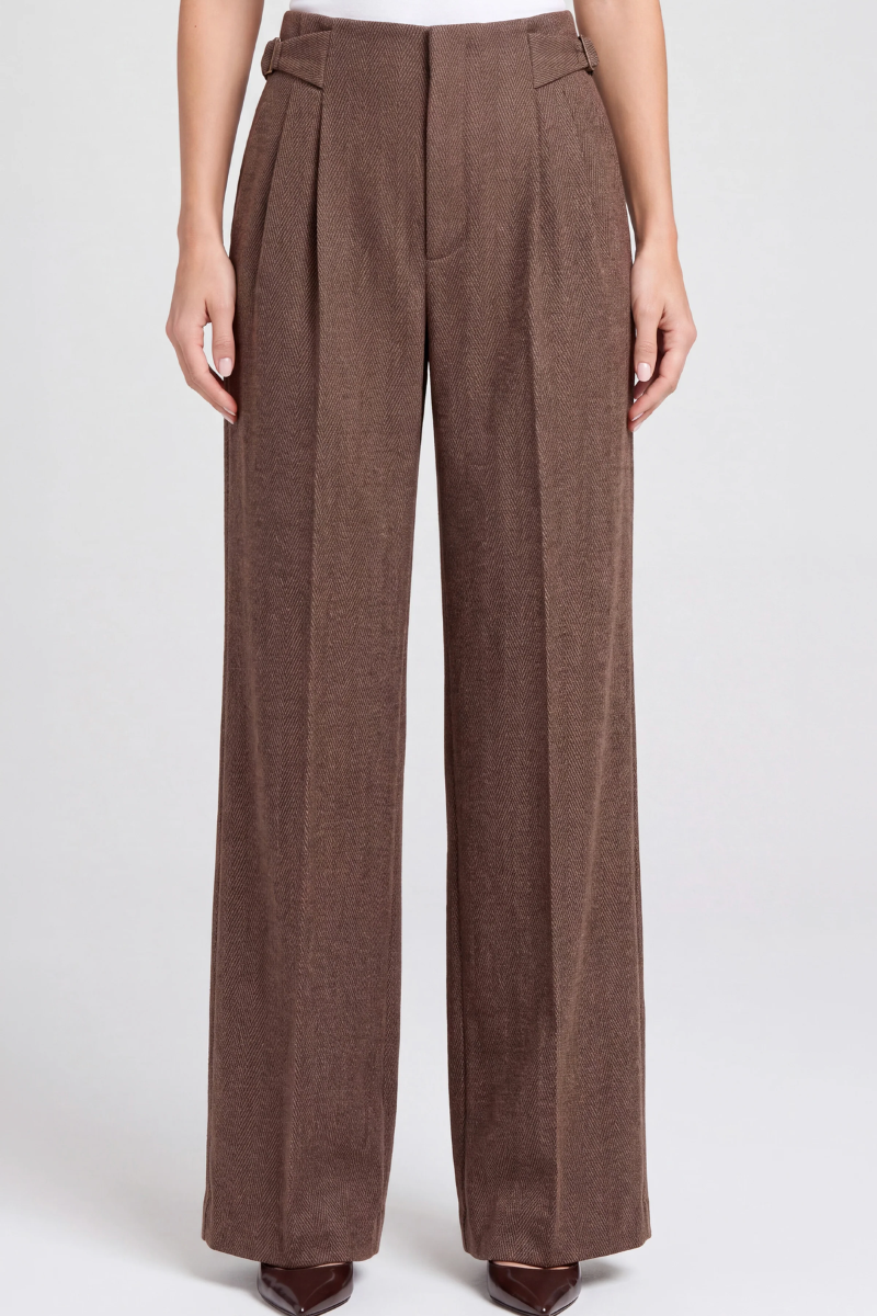High Rise Pant | Chestnut Herringbone