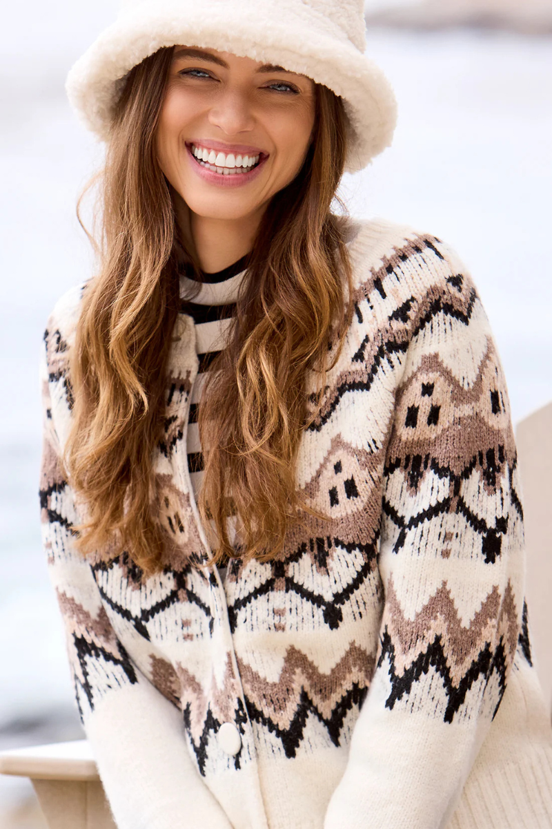 Fair Isle Button Front Cardigan