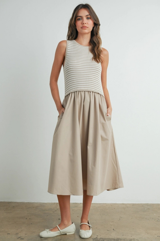Striped Sleeveless Maxi Dress