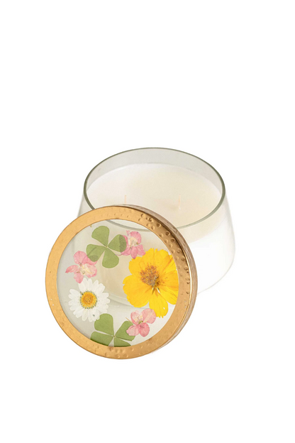 Large Pressed Floral Candle
