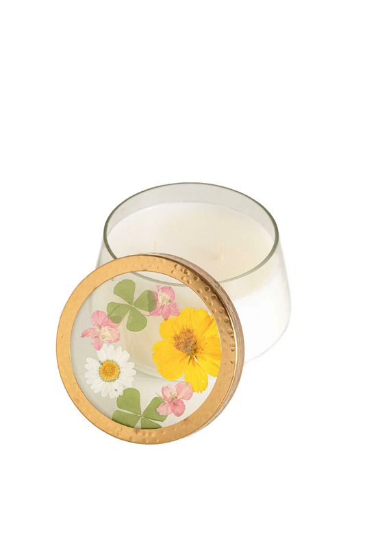 Large Pressed Floral Candle