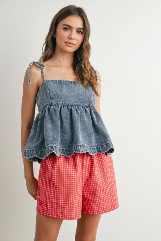 Denim Tie Strap Top