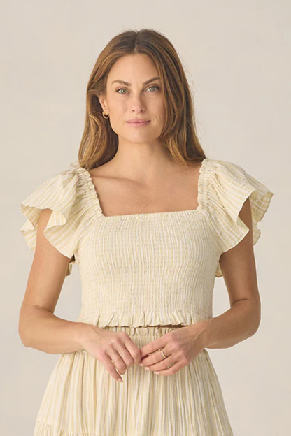 Tiered Maxi Skirt | Citron Stripe