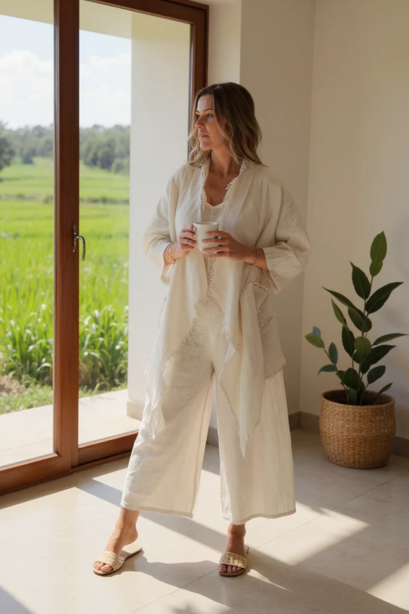 Linen Duster with Fray Edge