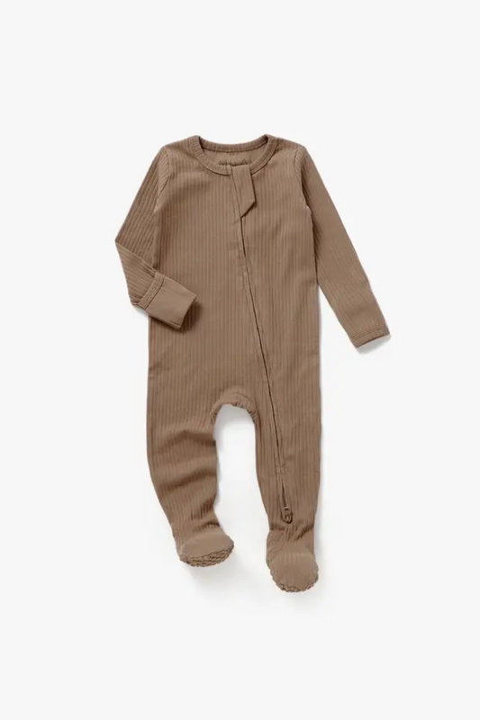 Ribbed Footie Sleeper | Cappuccino