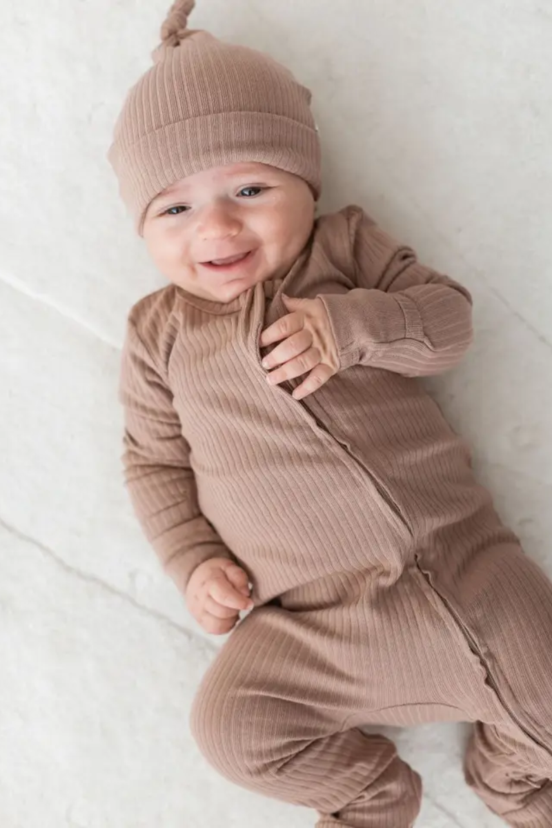 Ribbed Footie Sleeper | Cappuccino