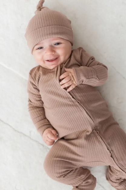 Ribbed Footie Sleeper | Cappuccino
