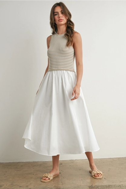 Striped Sleeveless Maxi Dress