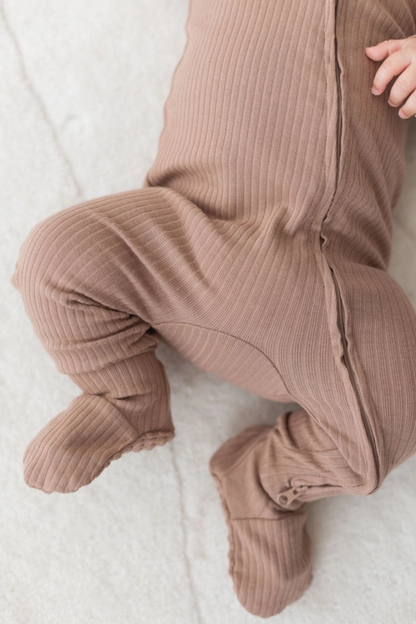Ribbed Footie Sleeper | Cappuccino