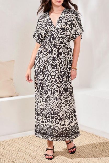 V-Neck Patterned Dress