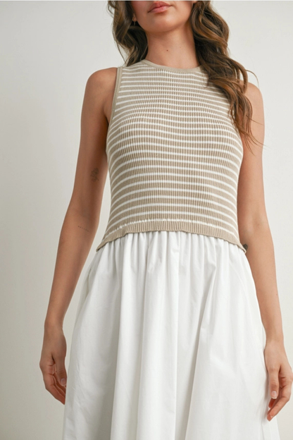 Striped Sleeveless Maxi Dress