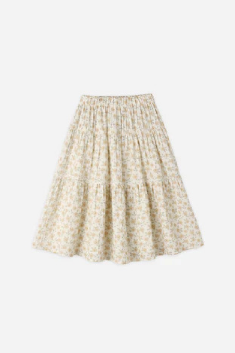 Girls Yellow Floral Skirt