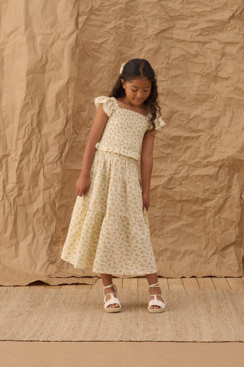Girls Yellow Floral Skirt