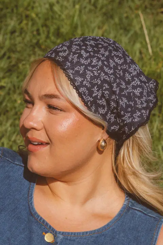 Navy Floral Bandana