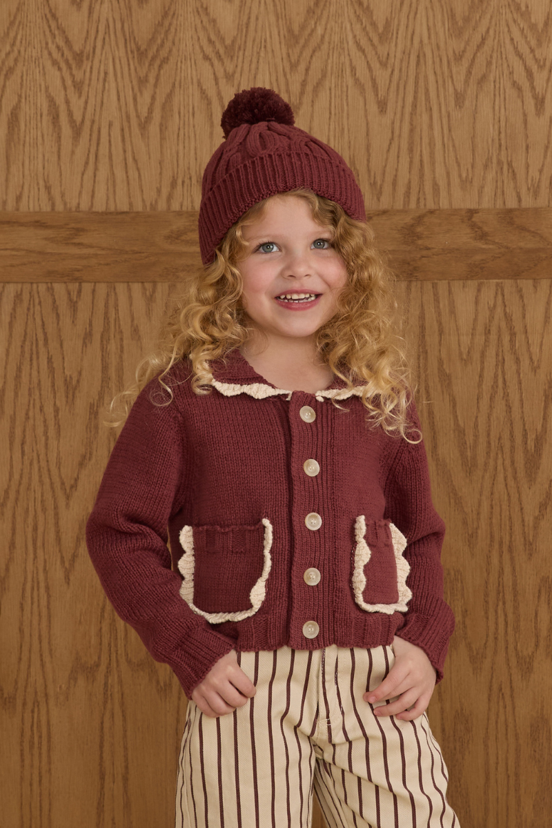 Collared Cardigan | Burgundy