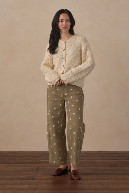 Embroidered Daisy Pant