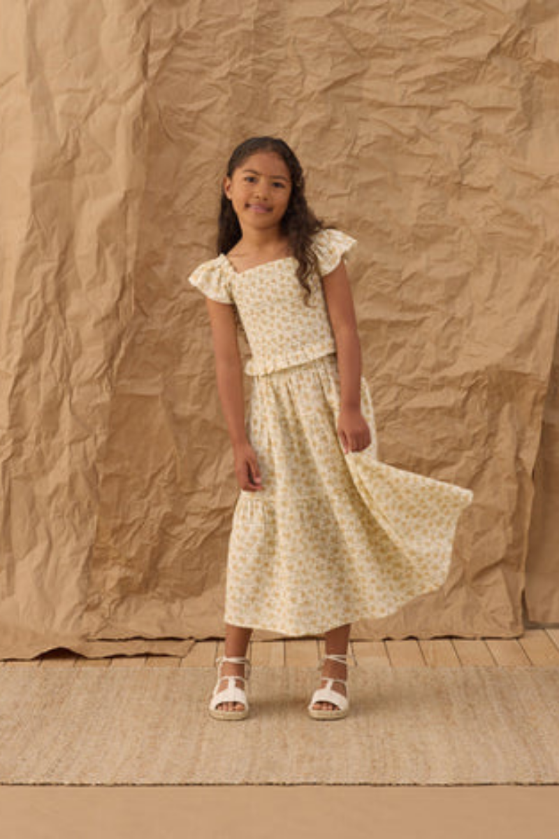 Girls Yellow Floral Skirt