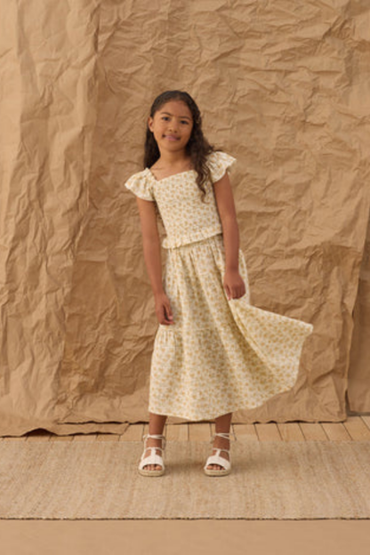 Girls Yellow Floral Skirt
