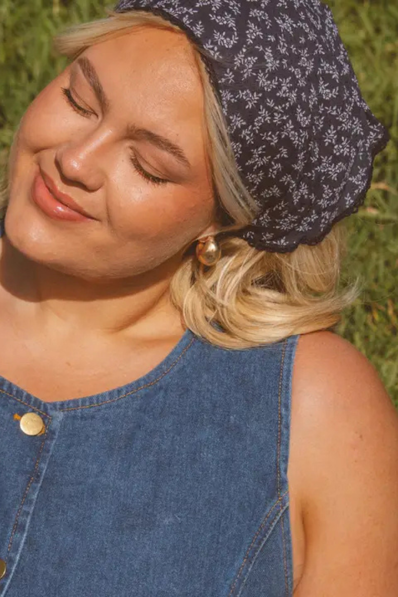 Navy Floral Bandana