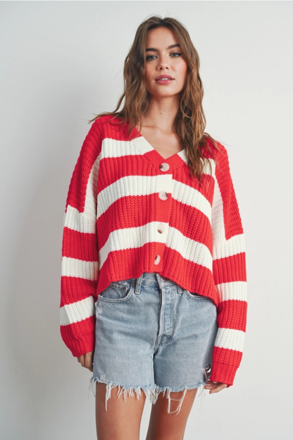 Stripe Cardigan | Red