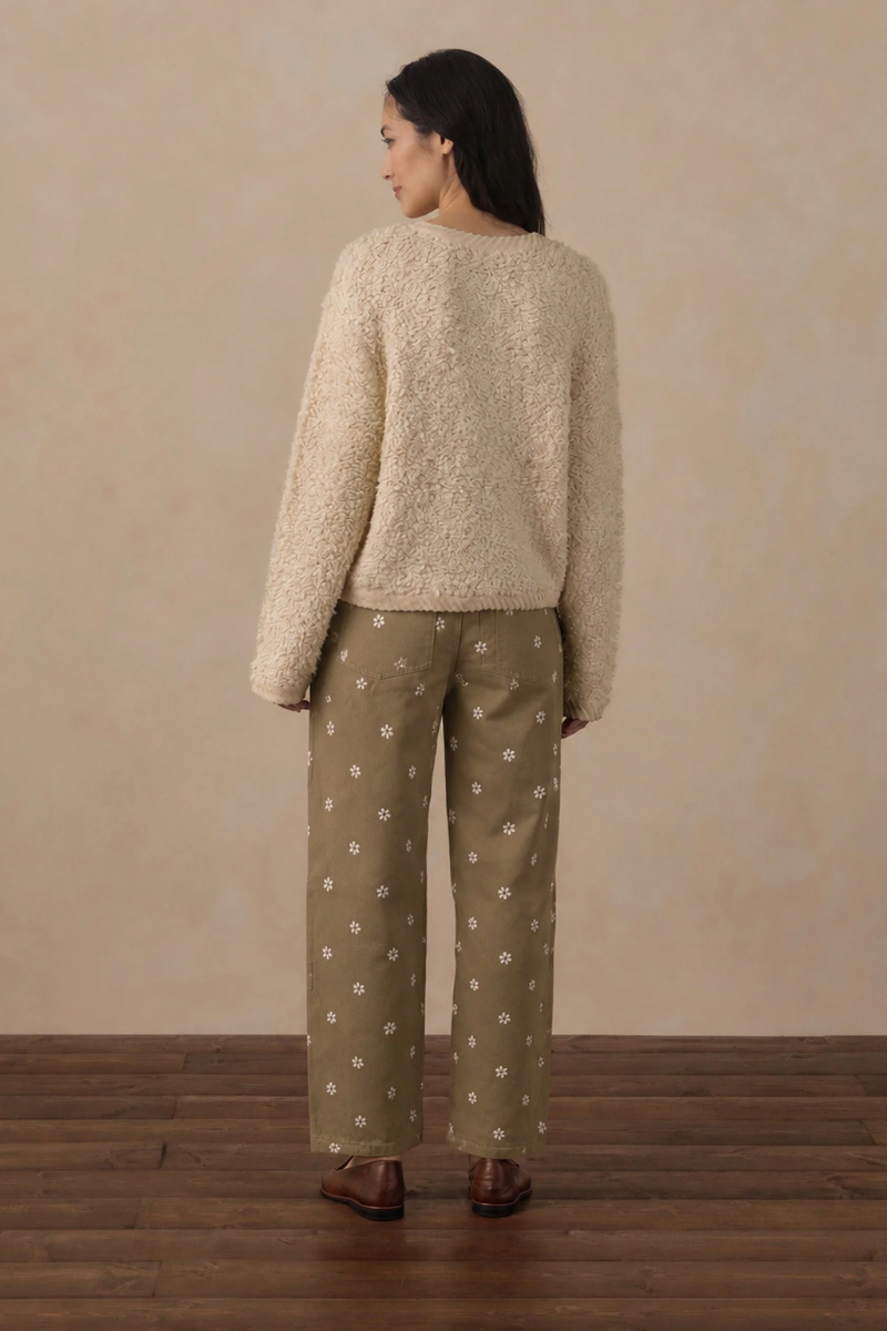 Embroidered Daisy Pant