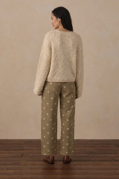 Embroidered Daisy Pant