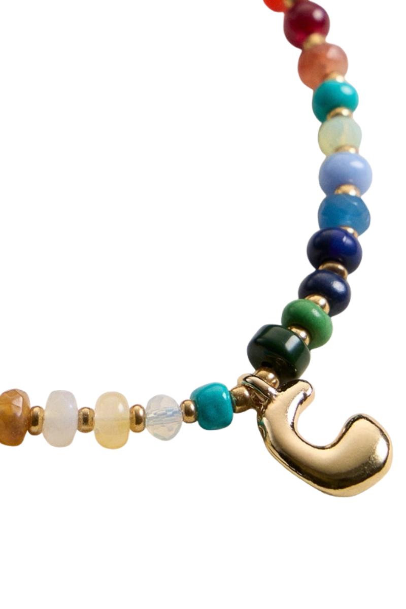 Colorful Beaded Initial Necklace