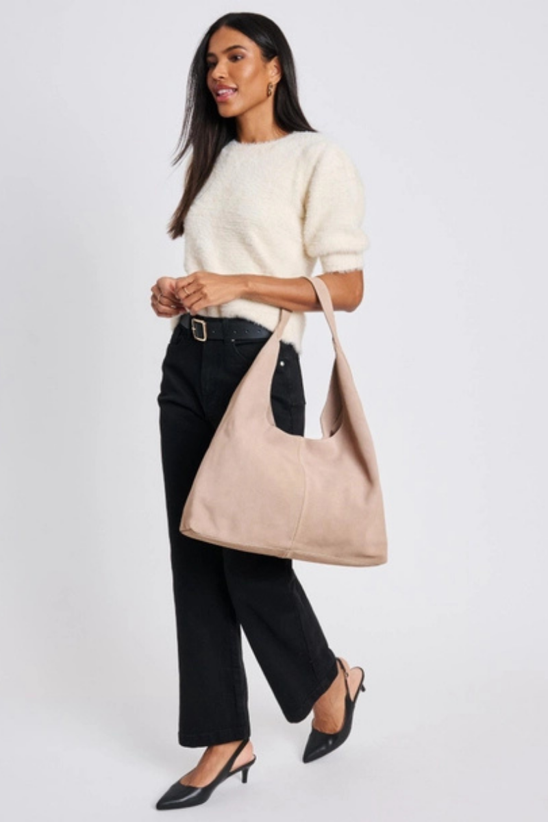 Amber Genuine Suede Hobo Bag