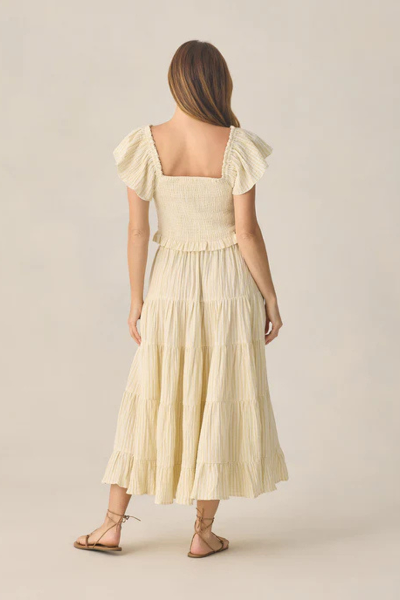 Tiered Maxi Skirt | Citron Stripe