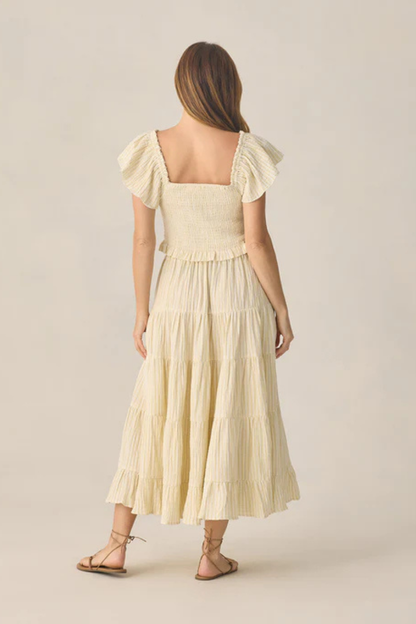 Tiered Maxi Skirt | Citron Stripe