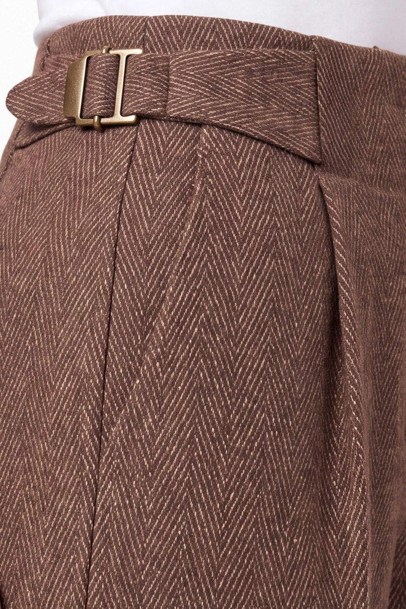 High Rise Pant | Chestnut Herringbone