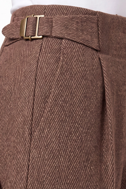 High Rise Pant | Chestnut Herringbone