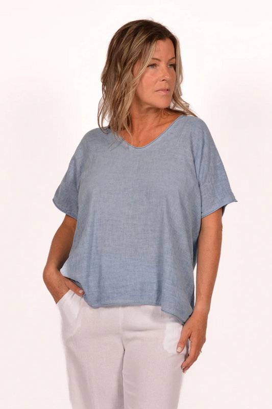 Linen V-Neck T-Shirt