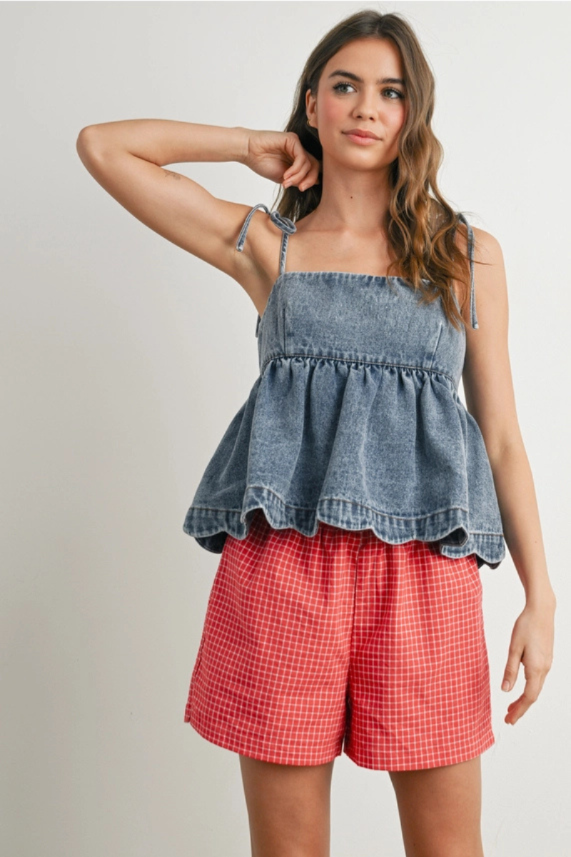 Denim Tie Strap Top