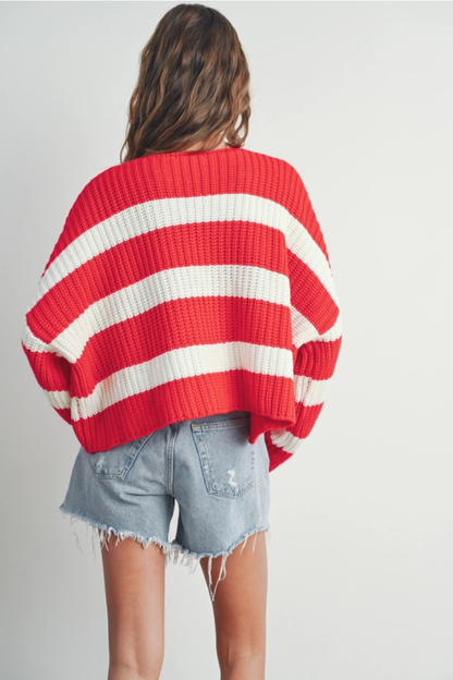 Stripe Cardigan | Red
