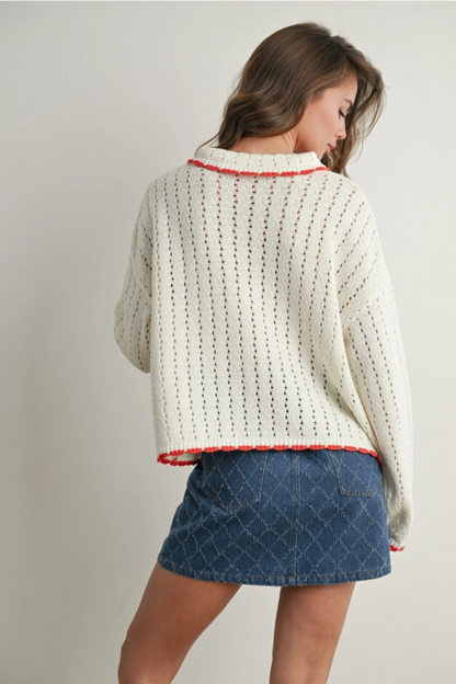 Contrast Trim Cardigan
