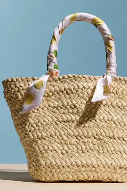 Mini Raffia Tote with Scarf