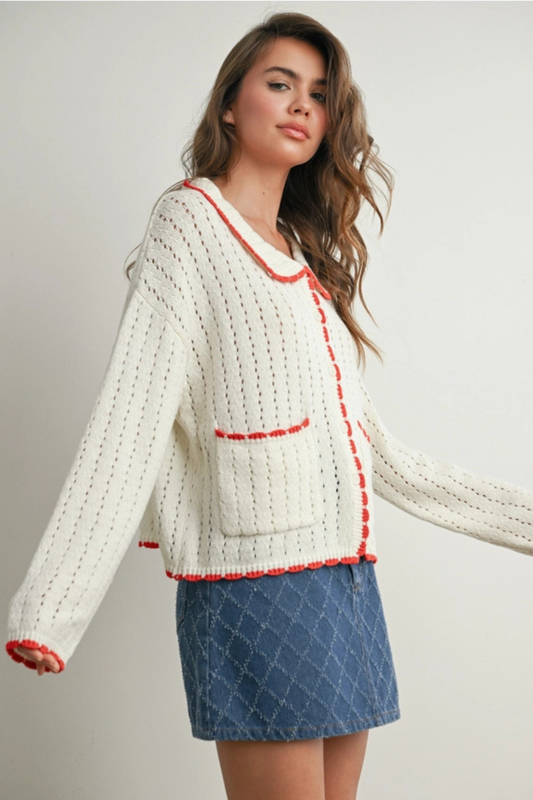 Contrast Trim Cardigan