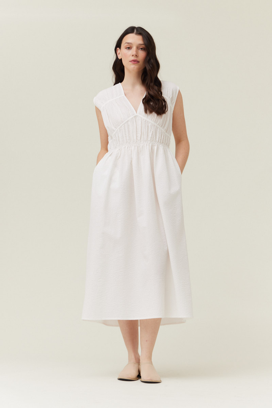 Seersucker Midi Dress