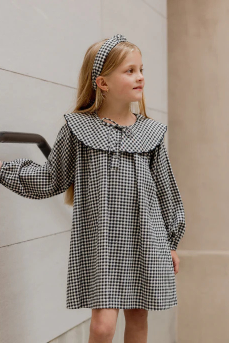 Girls Mini Dress | Black Gingham